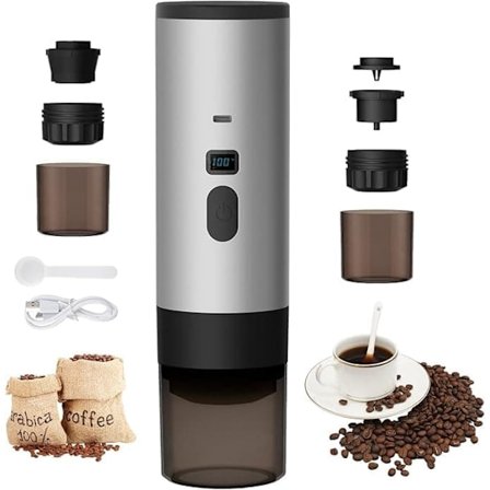 3-i-1 Bærbar Kaffemaskine med USB – Kapsel & Espresso, Til Kontor, Camping, Bil & Rejser