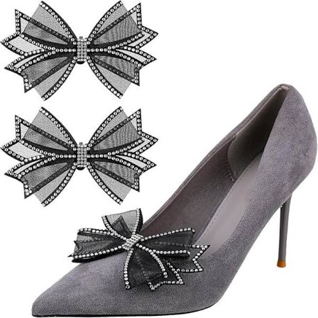(Svart) 1 par skobørster med avtakbar strassrosett, elegante dameskobørster for høye hæler og bryllup