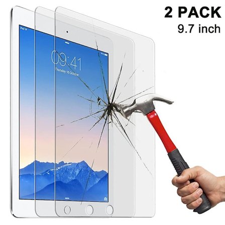 2 bitar härdat glasfilm kompatibel med Ipad Air 2 9,7 tum härdat Ipad 2018 härdat glas 9h Hd, splittringssäker skyddsfilm