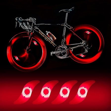 4 X LED Sykkelhjul Lampe, Vanntett LED Sykkelhjul Lampe Med 3 Blinkende Moduser LED Sykkelhjul Lampe For Voksen Og Barnesykkel - (FMY) Rød