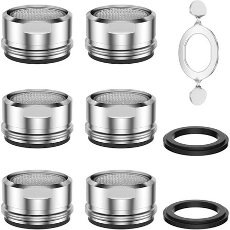 6 stk. M24 filtre, vandbesparende vandhanebelufter til køkken og badeværelse, vandsparer i rustfrit stål