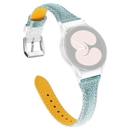 Samsung Galaxy Watch 5 / 5 Pro gradientfärgad klockarmband i koskinnläder - Silver / Grön