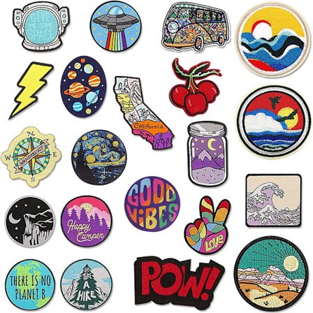 Broderede strygemærker, 20 stk. blandet rumkirsebærflaske-app