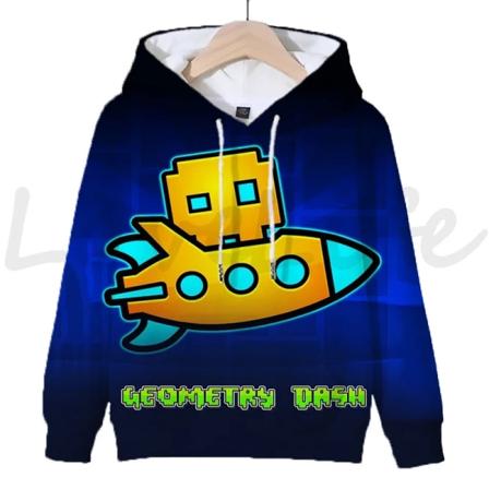 Angry Geometry Dash -hupparit, Cartoon Game -hupparit, 3D Print Hoody, Pulôveres para meninas ja meni Dark Grey S