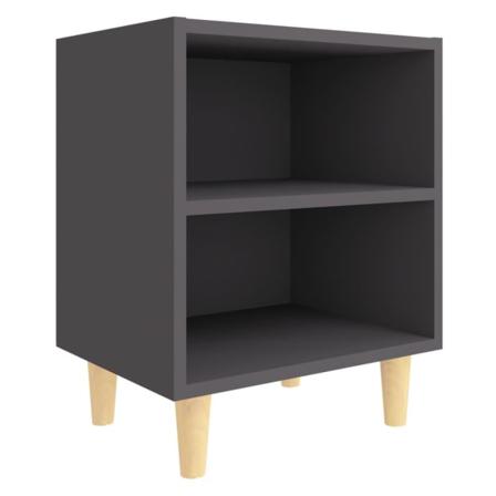 Vidaxl Sängbord Med Ben I Massivt Trä Grå 40x30x50 Cm Grå