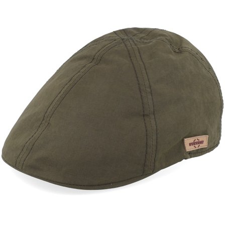 Stetson - Texas Waxed Cotton Dark Green Flat Cap Flatcap Green Cap - @ Hatstore