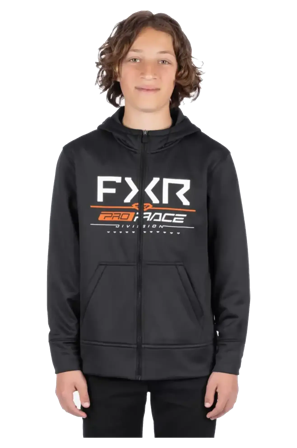 Hanorac Cu Fermoar FXR Race Division Tech Tineret 26 negru/portocaliu S