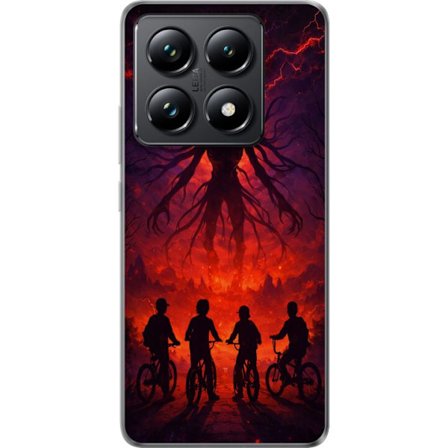 Kompatibelt Mobilskal till Xiaomi Xiaomi 14T Mörk fantasyillustration inspirerad av Stranger Things med övernaturlig varelse, blixtar och cyklande b