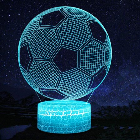 3D Fotball Lampe LED Nattlys med Fjernkontroll 7 Farger