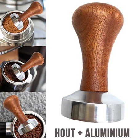 ING Nyeste Kaffe Tamper Kaffedispenser 51mm - Tre og Aluminium - Barista Espresso Leveler Kaffedispenser - 51mm