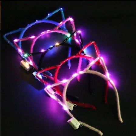 LED-hodepynt - Tilfeldige farger 5 stk LED-lys opp hodebånd Dyrekatøre Lys opp hodebånd for hårtilbehør til konserter Festival Bursdag P