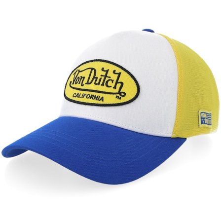 Von Dutch - Gul trucker Caps - Oval Patch Yellow/White/Blue A-frame Trucker @ Hatstore