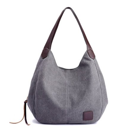 Naisten olkalaukku polyesteristä, työmatkalaukku, käsilaukku, suuri kapasiteetti, kannettava tietokone, koululaukku, harmaa, vapaa koko