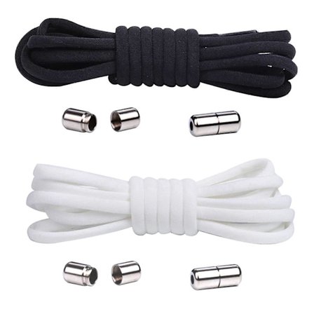 2 par elastiske snørebånd uden knuder, justerbare elastiske løbesnørebånd uden knuder med metalspænder til børn og voksne