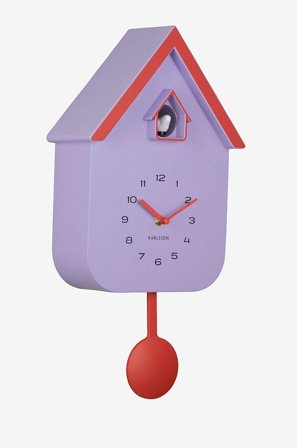 Karlsson - Veggklokke Dupla Color Cuckoo - Lilla - Veggklokker & bordklokker - Fra Homeroom
