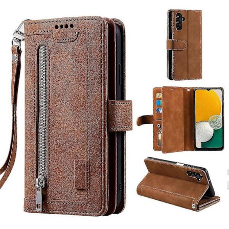 Til Samsung Galaxy A26 5G Etui PU Læder Telefon Cover med Lynlås Pung 9 Kort Slots (FMY)