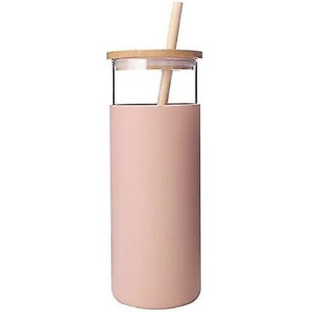 17Oz Glass Tumbler Bærbar Glass Vannflaske Sugerør Silikon Beskyttelseshylse Bambuslokk