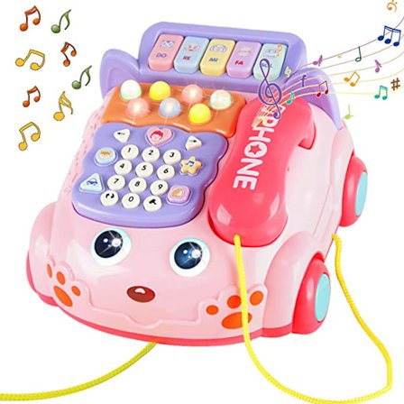 Babytelefonleksak, Baby Toy Phone Cartoon Baby Piano Music Light Toy