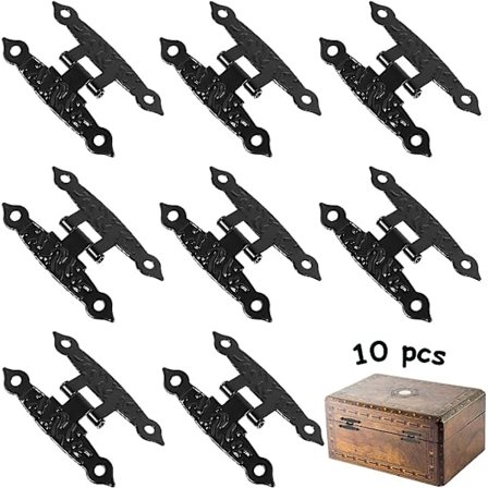 10 Par Hengsler for Bagasje, Hengsler i Retrostil, Gamle Hengsler, Antikk Jernhengsler, Vintage Hengsler, med Skruer for Skap, Skuffer, Smykkeskrin, D