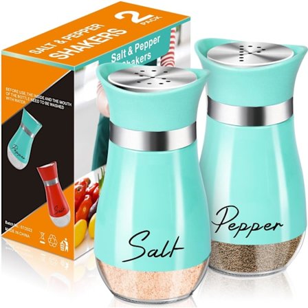 Salt- og pepperbøsse sett, 4 oz glassbunn salt pepper shaker med rustfritt stål lokk for kjøkkenutstyr matlaging bord, bobil, camping