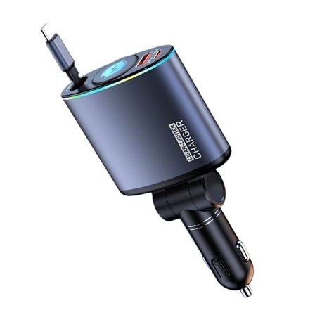 66W billader med uttrekkbar Type C-kabel for smarttelefoner