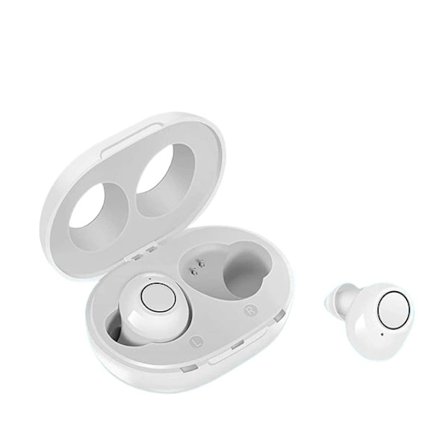 Genopladeligt høreapparat til seniorer, hvid