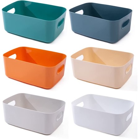 6 stk Fargede Plast Oppbevaringskurver Bad Hylle Kurver Kjøkken