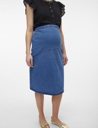 Mamalicious Mlpine Denim Uk Skirt - Blue - L