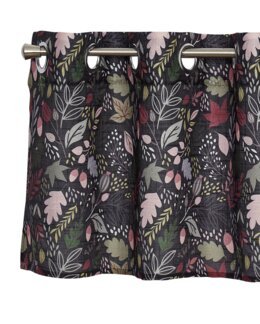 Öljettkappa med tryckt bladmotiv Ekbacken Svart - Linea