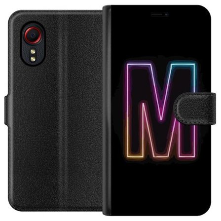 Kompatibelt Lommeboketui til Samsung Samsung Galaxy Xcover 5 Neonbokstav M med fargeskiftende lys effekt mot svart bakgrunn, moderne minimalistisk typ
