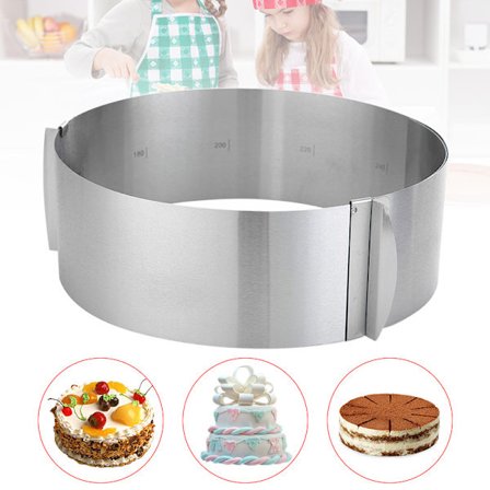 Justerbar tårtram i rostfritt stål, mould , baktillbehör för form , 6-12 tum