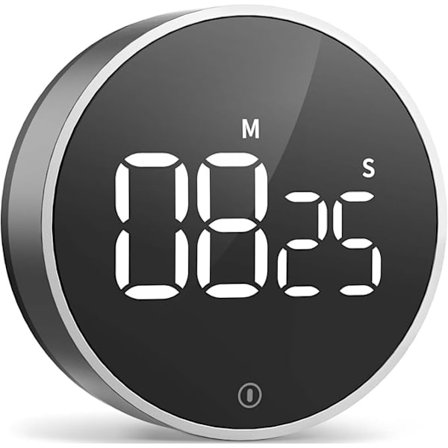 Digitalt køkkentimer - Magnetisk nedtællings- og optællingstimer med stort LED-display, justerbar lydstyrke, nem at bruge til madlavning (Space Grey)