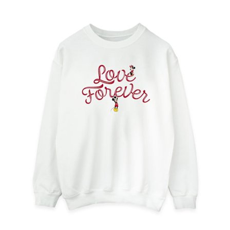 Disney Dam/Kvinnor Mickey Mouse Love Forever Sweatshirt S Vit
