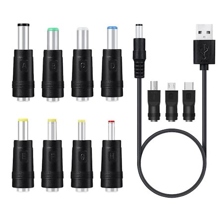 11-in-1 5V USB - 5.5x2.1mm 3.5mm 4.0mm 4.8mm 6.4mm 5.5x2.5mm Type C Micro USB