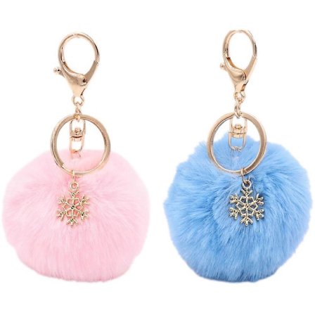 Sød Pom Pom Pung Nøglering Tilbehør - Sød Rund Plys Pung Nøglering Julegave