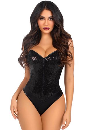 Sequin Boned Bodysuit Black M Body & Playsuits - Blushme.se