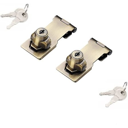 2-pak Nøglehængelåse med Drejeknap, Låsbar Hængelås til Små Døre, Skabe og Mere, Rustfrit Stål, Hængelås Låsebeslag Sikkerhedslås Dør