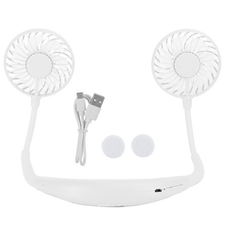 F28 Bærbar Sports Hængende Opladnings Halsventilator Aromaterapi Foldbart Bord Lille Ventilator med Lys Hvid