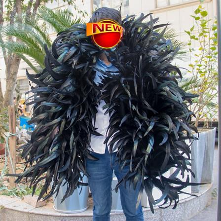 Musta 2/3 Jardin Luonnollinen Kukon Hännän höyhenet Boa Trim Chicken Plumes Kaulaliina joulukarnevaalijuhliin Mekko Vaatteet Huivi Black 2 Yard