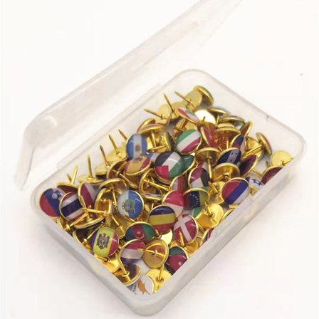 100 stk. Kreative trykknapper National Flag trykknapper Land Ma