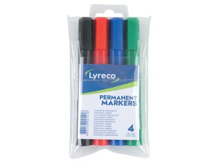 LYRECO Märkpenna sned sort.färg 4/fp - Lyreco - Kontorsmaterial - Pennor - Märkpennor - Skuren spets