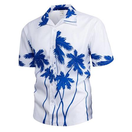 Skjorta Herr V-hals Button Down Kortärmad Summer Casual Topp