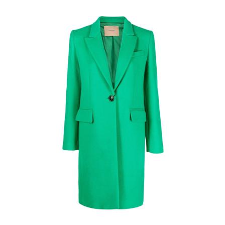 Twinset Single-Breasted Coats Grøn, Dame Uldfrakker
