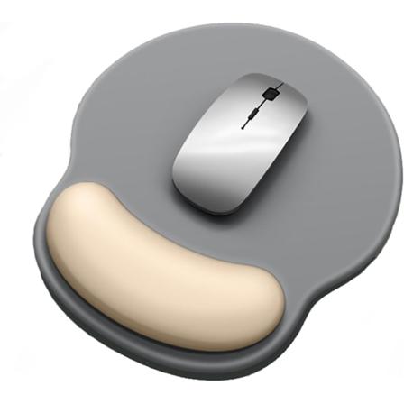 Musemåtte, Musepuder med håndledsstøtte, Skridsikker gummibase, Mælkesilke stof med komfortabel, ergonomisk Silver Grey
