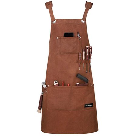 Vanntett forkle i denim og lerret med tre lommer, premium gave til hagearbeid, grillmester, tatoveringskunstner, snekker eller garasje KLB