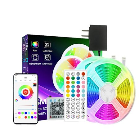 INF 15m RGB LED Strip Lys Kit - EU Stik, 44-Tasters Fjernbetjening, Kan Klippes, Ideel til Gaming Værelse & Soveværelse