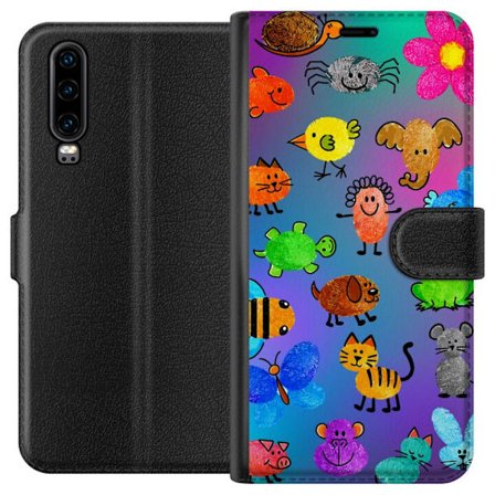 Yhteensopiva Lompakkokotelo Huawei P30 Little Scribble Friends