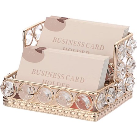 1 STK 2-etasjers krystallvisittkort holder stativ gull speil visittkort display stativ organizer skrivebord business