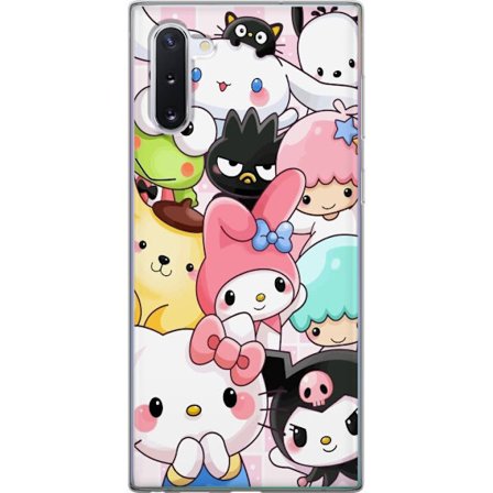 Kompatibelt Mobildeksel til Samsung Galaxy Note10 Tett mønster av søte figurer med store øyne i ulike farger og uttrykk med LABUBU-tekst