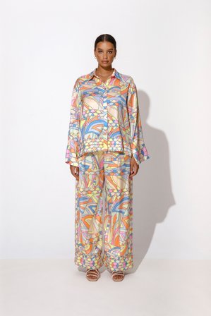 Malina - Leia bedruckte Hose mit weiter Passform - M - Multi